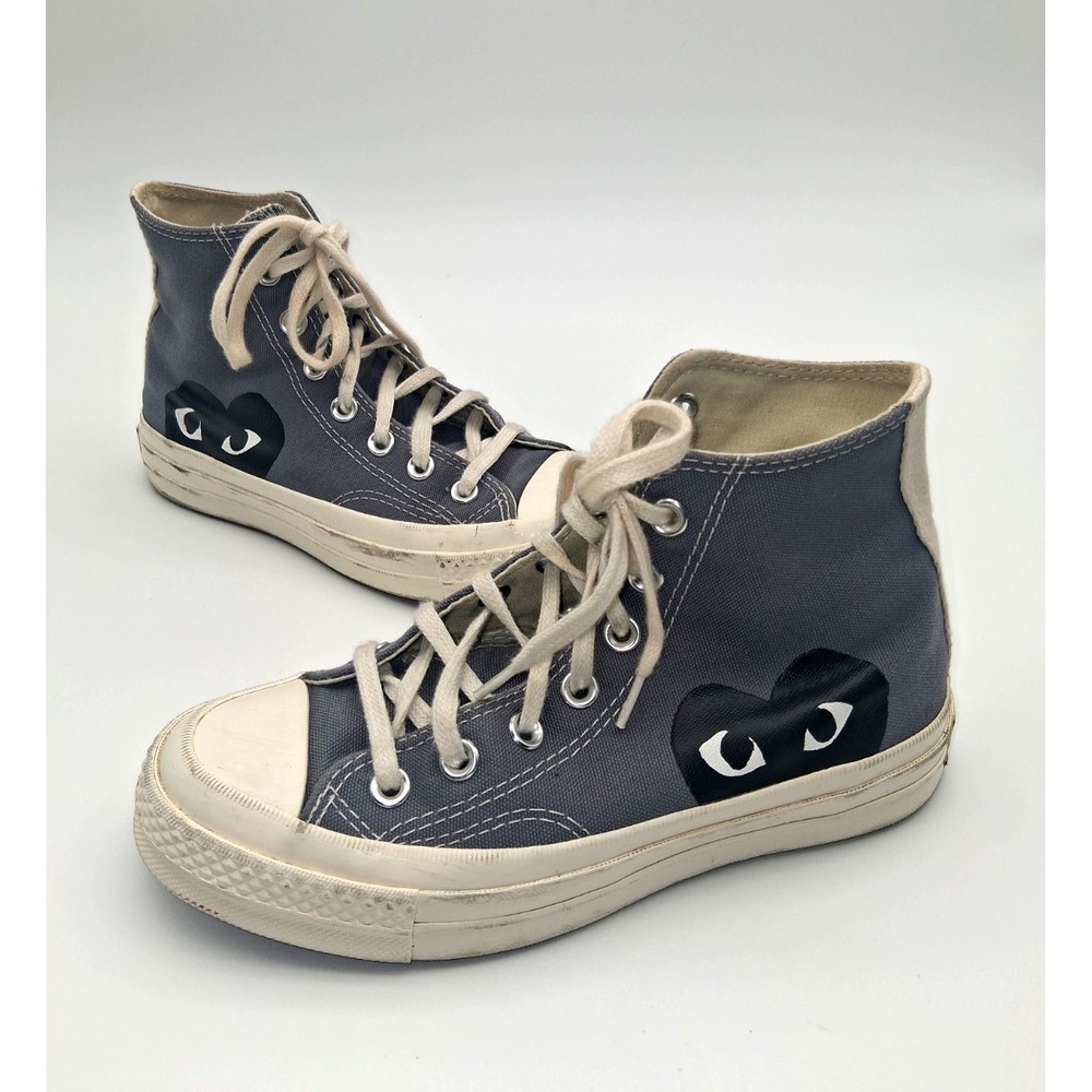 Converse x Comme des Garcons PLAY Chuck Taylor Hi Gray Heart Eyes Sneakers M4 W6